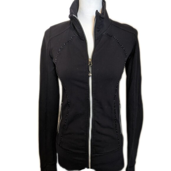 Lululemon Athletica nice Asana jacket, black, zip front, size 4 - Picture 1 of 7